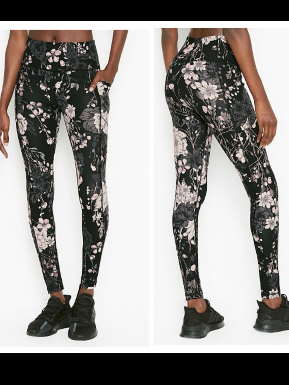 VS Floral legging size 6 black pink gray flowers